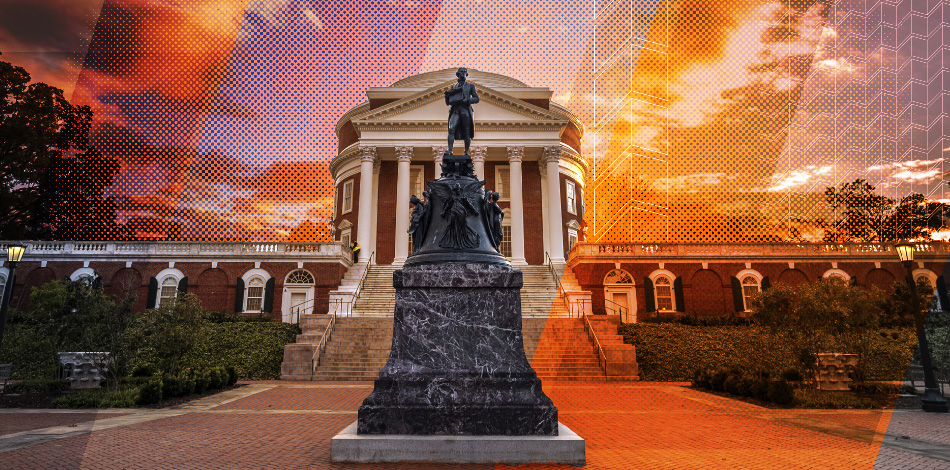 Rotunda and statue with gradient background