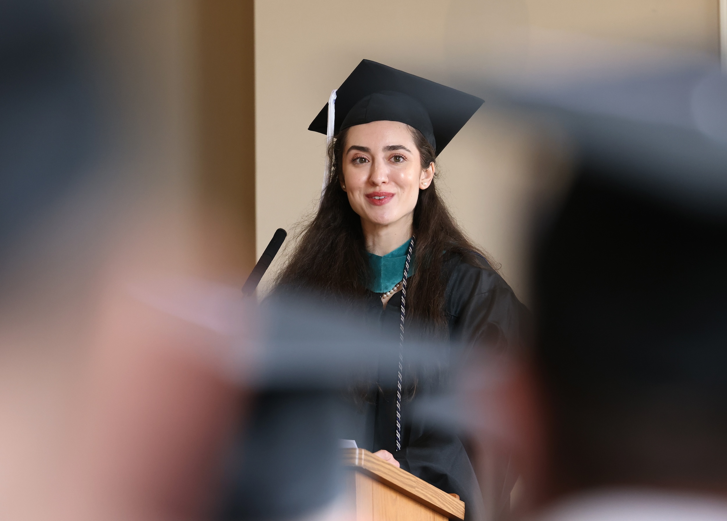 Female graduate in cap and gown